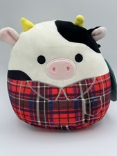 Squishmallows Flannel Connor the Cow 7" Fall Plaid Harvest W/Tag FAST Shipping