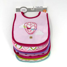 Luvable Friends Baby Cotton Terry Drooler Bibs w/ PEVA Back Pink Balloon 7-pack