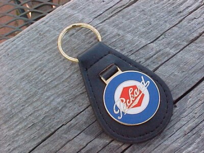 CLASSIC PACKARD ''HEX'' LOGO  LEATHER KEY FOB VINTAGE NOS HI-QUALITY GOLD TRIM