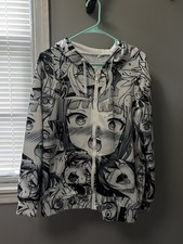 Anime Graphic Print Mesh Men s Black/White Fu...