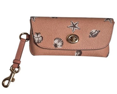 Coach Sunglass Case with Shell Print Im/Coral Sunrise Gold Multi-Color CBK31 NWT