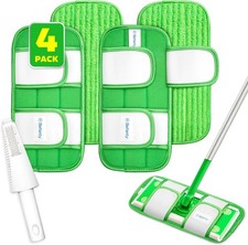 4 Pack Washable  Reusable Microfiber Mop Pads Swiffer Sweeper Scraper