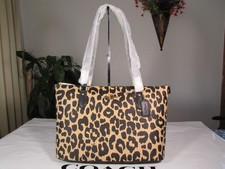 NWT Coach Coated Canvas City Tote Bag With Leopard Print CY347 Leopard Multi