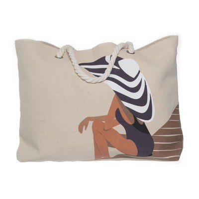 Strandtasche, Unisex (Erwachsene), Beige/Schwarz/Weiß, 41, 9, 33 cm #jWM