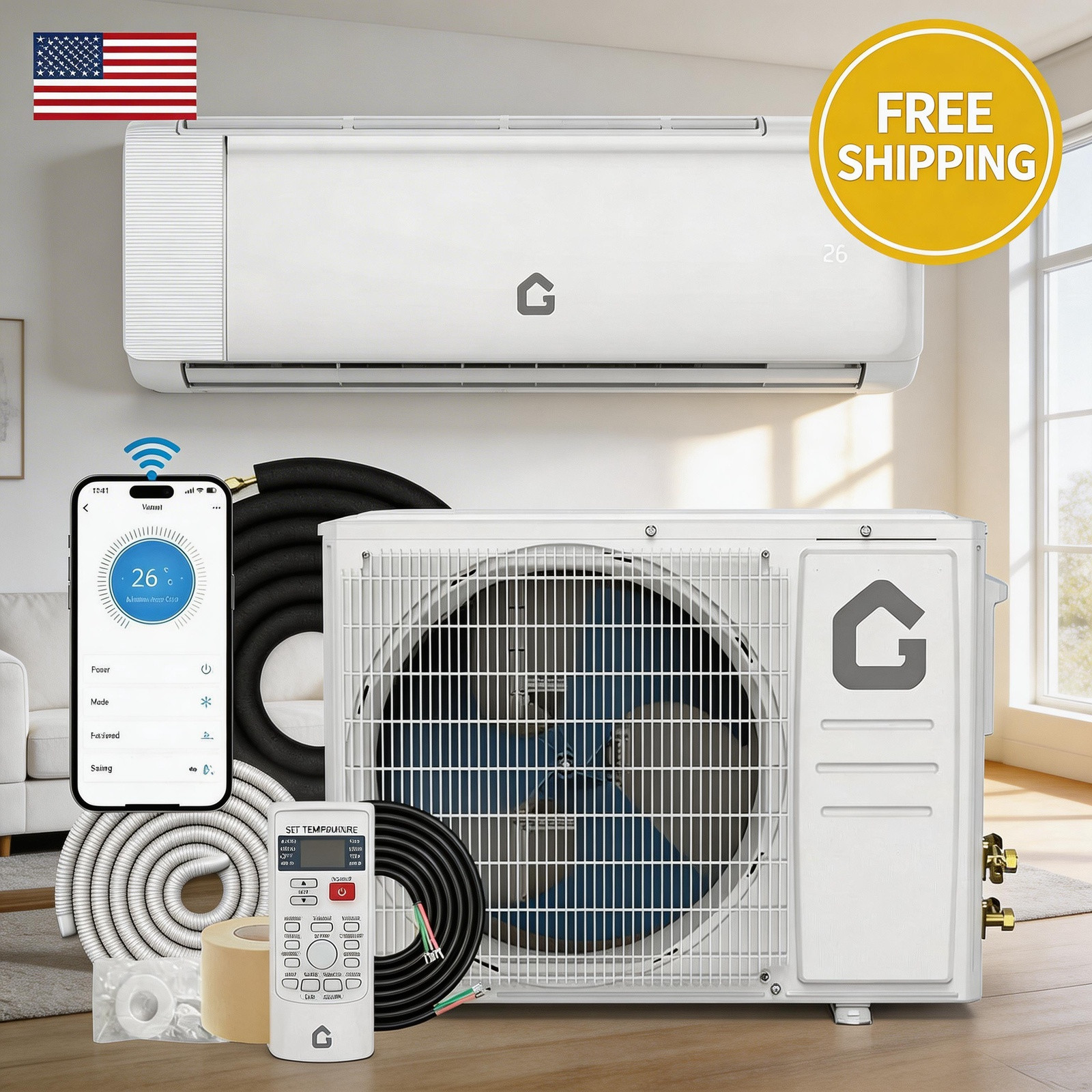 12000 BTU SEER 22 115V Ductless Mini Split Air Conditioner & Heater Pump System