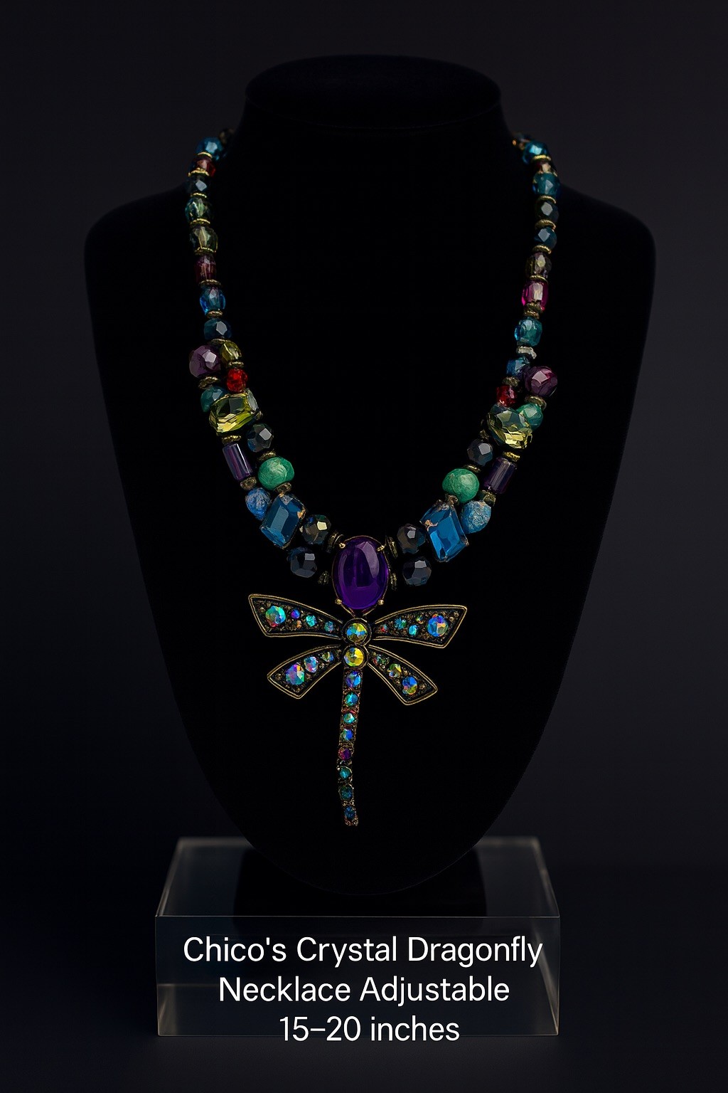 Chicos multicolor crystal dragonfly statement nec… - image 3