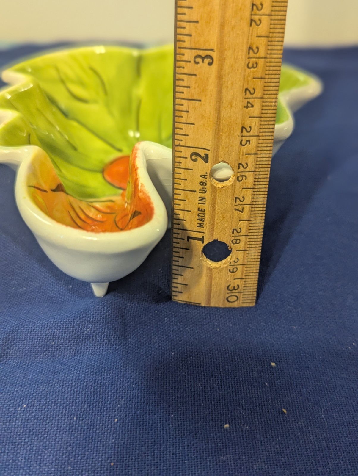 2 Hand Painted Ceramic Dip/Relish Serving Dishes. Palm Tree Shape.