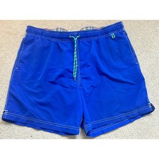 Lands End Men's Swim Trunks Size L Blue Elastic Waist Drawstring Pockets
