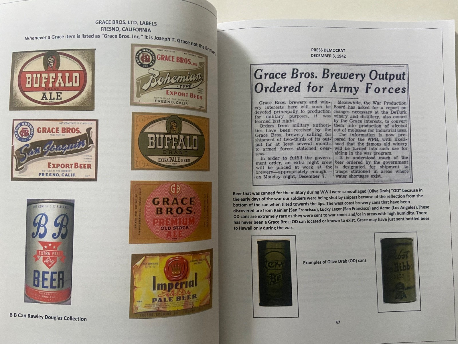 SIGNED ~ Grace Bros. Breweries, History & Memorabilia: Santa Rosa - Los Angeles