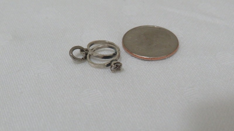 Charm,Bracelet, Sterling Silver 0.8 gr.totalEngagement with Stone & Wedding Ring