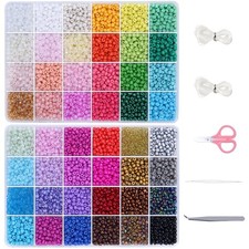 Efivs Arts 6720pcs 48 Colors 4mm Glass Seed Beads Kit with Tools and Accesso...
