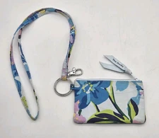 Vera Bradley Marian Floral ID Card Wallet Coin Purse & Lanyard