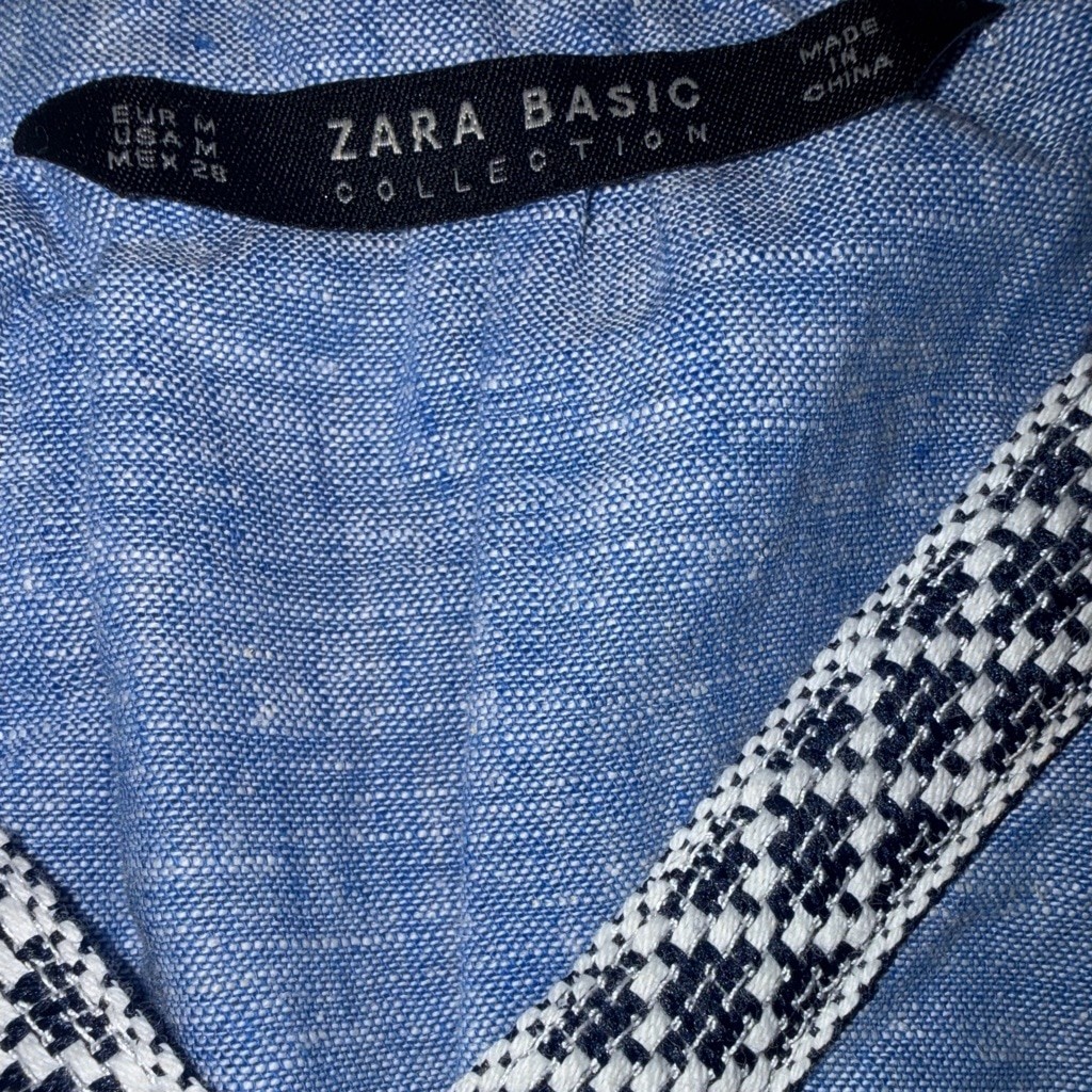 Zara Basic Collection Peasant Blue Embroidered Bl… - image 7