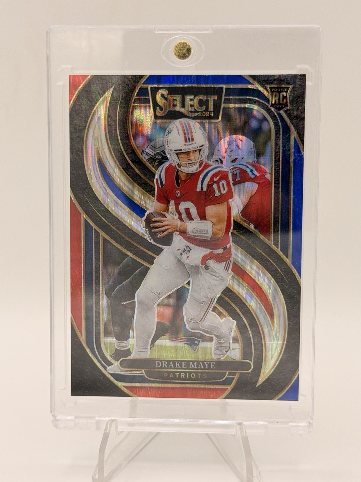 2024 Panini Select - Premier Level Drake Maye #113 Red & Blue Shock Prizm (RC)