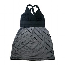 Vintage Dress Womens Small Black Gray Wrap Around Cross Back Mini Zipped Windsor