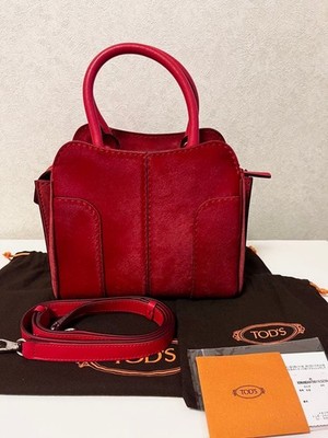 Tod'S Sera Haraco Leather 2Way Handbag Shoulder Bag Red