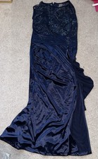 Women's Navy Lace Bodice Maxi Dress Long Solid Regular Size XL