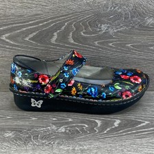 Alegria Lite Paloma Womens EU 39 9 Black Floral Leather Mary Jane Shoes Comfort
