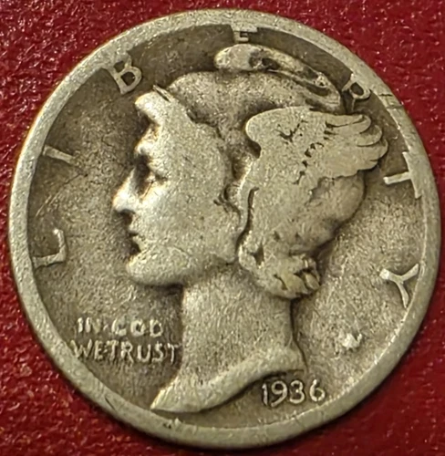 1936 Mercury Dime 90% silver Age90 over time G became a C is KM#140 MR.Bean chat