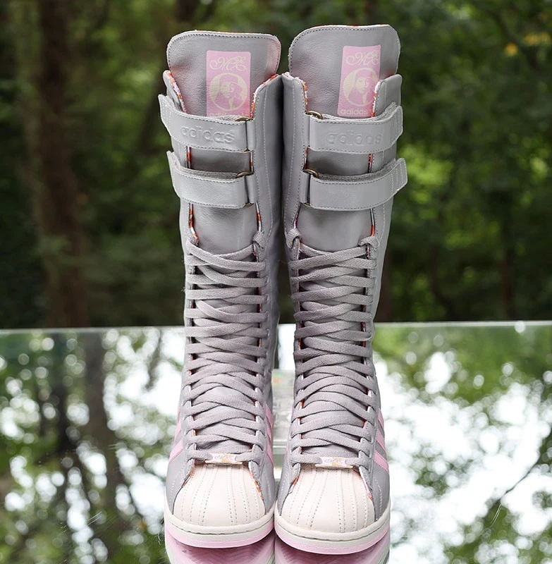 アディダスadidas missy remix グレー×ピンクロングブーツ限定品 アディダスadidas missy remix グレー×ピンクロングブーツ限定品