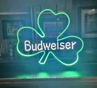 Vintage Budweiser Shamrock Neon Bar Sign RARE! 27x24 Green lit- King Of Beers!!!