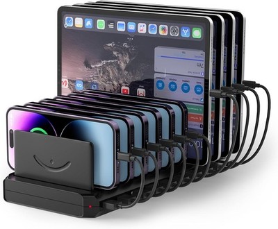 Charging Station for Multiple Devices, Cinlinso 60W 10 Port USB Fast Charging...
