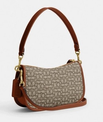 Coach Swinger leather Bag In Micro Signature Jacquard CM559 for