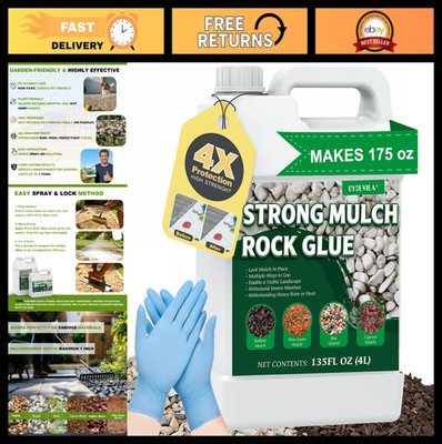 135 oz Clear Mulch Glue - Strong All-Weather Adhesive for Landscaping, Erosion C