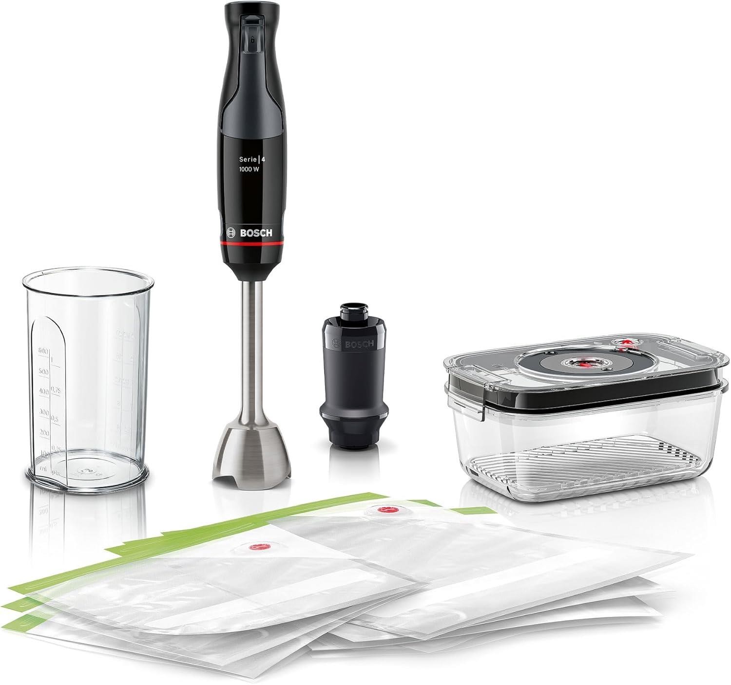 Bosch ErgoMaster 1000W Hand Blender with Vacuum Seal Set Black