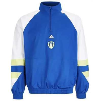 Leeds United Men's Jacket Football adidas Icon Blue Top New