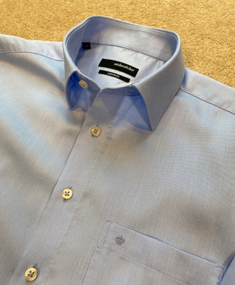 SEIDENSTICKER SPLENDESTO BLUE BUTTON CUFF SHIRT 15.5 15 1/2