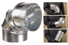 8" Galvanized Steel 90 Degree Round Adjustable Elbow Duct Fits Most HVAC Types