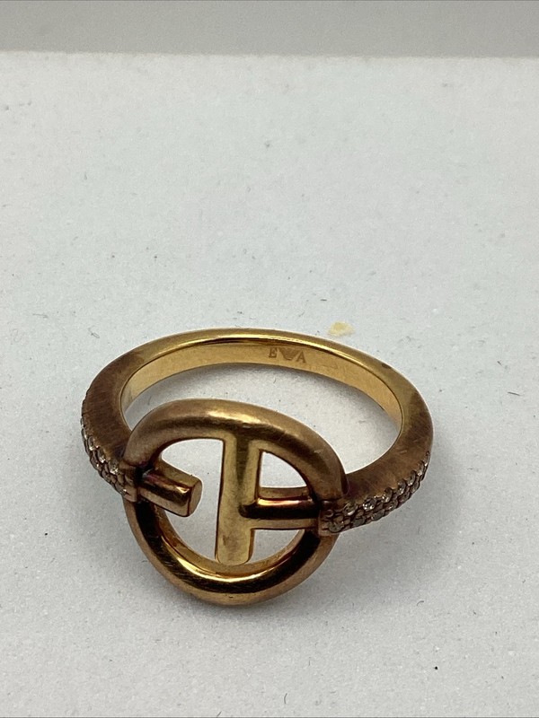 Emporio Armani Sterling Silver Gold Wash Ring Size 7