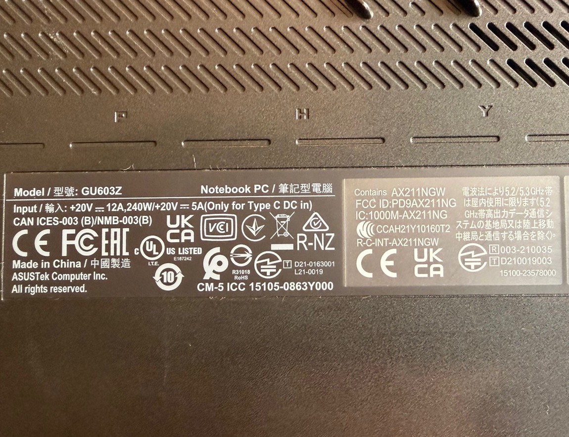 ASUS ROG Zephyrus M16 GU603ZM 16