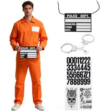 LUMEN NATURALE Orange Prisoner Inmate Costume Men XX-Large, Bright