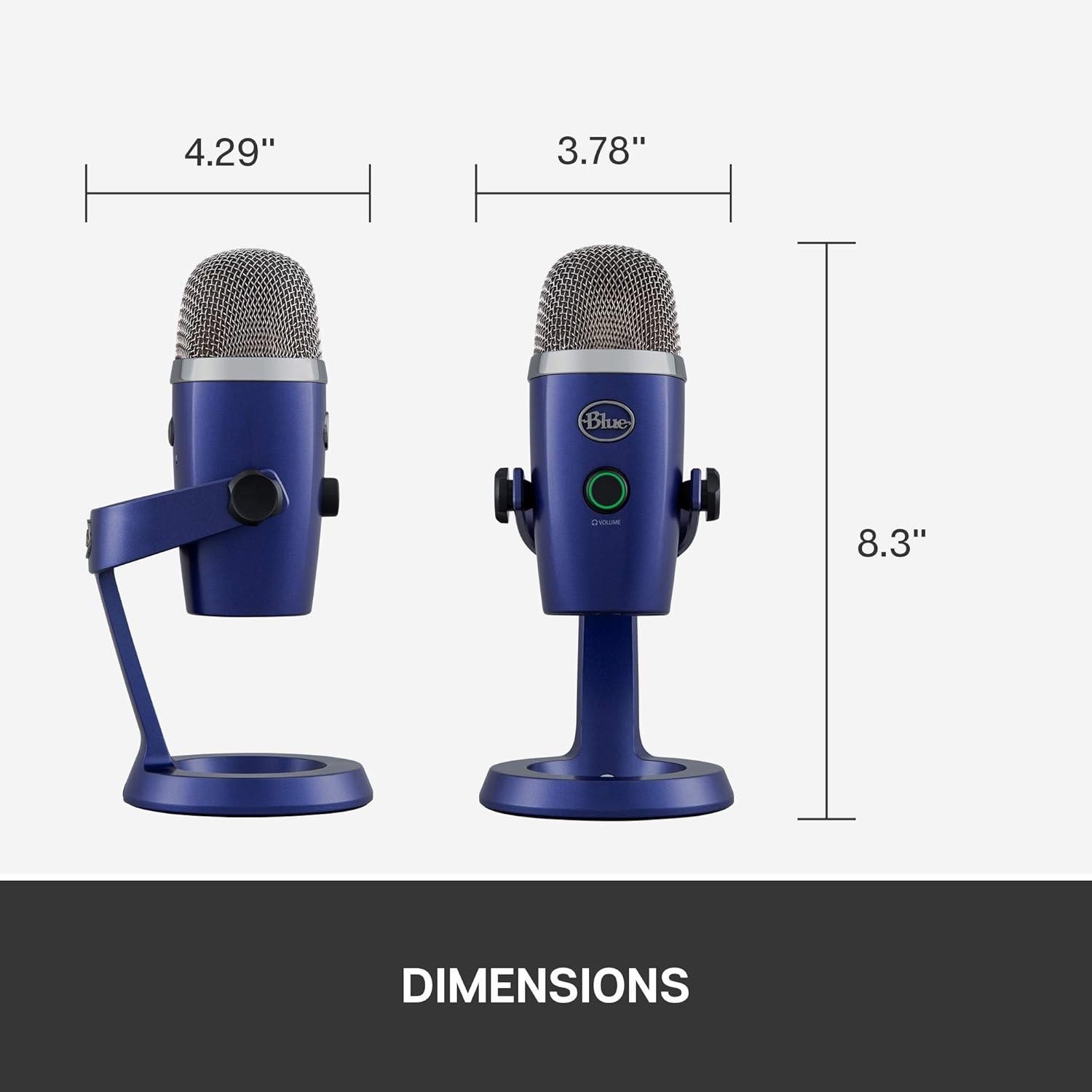 Blue Yeti Nano USB Microphone Vivid Blue for Streaming & Podcasting