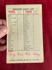 1940s Coca-Cola Bottling Co Muskegon Michigan Grocery List Pad