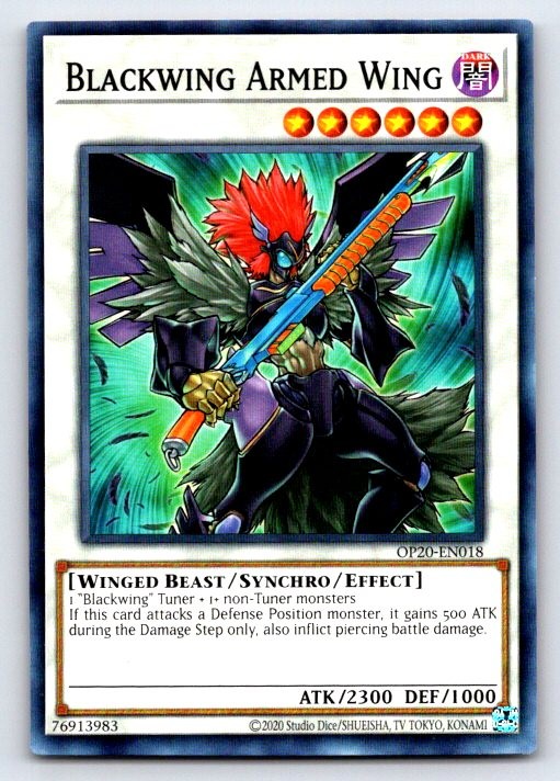 Blackwing Armed Wing OP20-EN018 YuGiOh OTS Tournament Pack 20 trading card — raw and PSA graded price guide