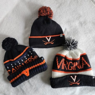 Lot of 3 UVA Cavaliers Beanie Winter Hats University Of Virginia Pom Pom