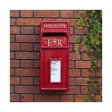 Post Box ER Royal Mail Design Mailbox with Lock Wall Mounted Letterbox Cast Iron
