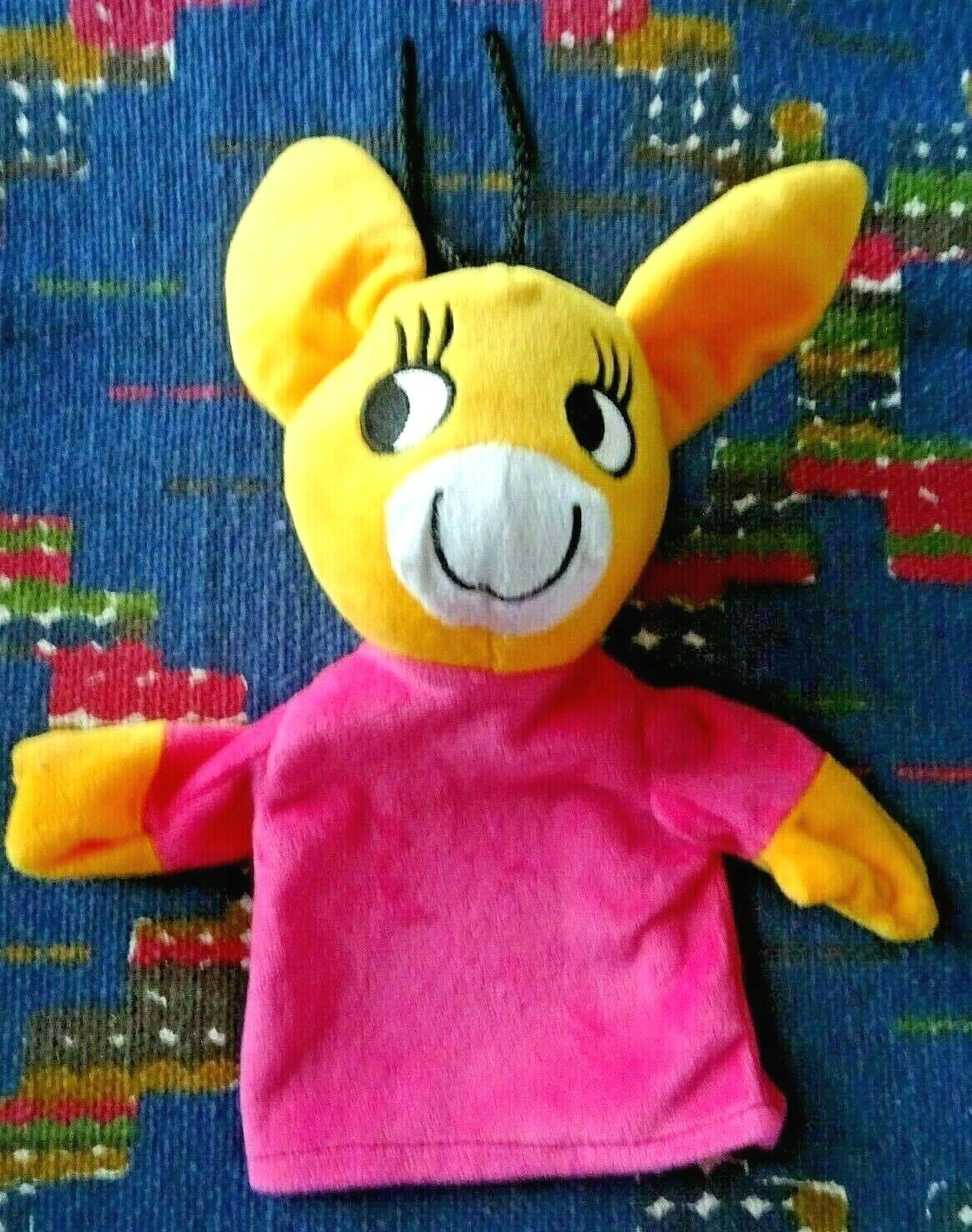 Doudou marionnette âne Pimchou Trotro rose et orange état neuf