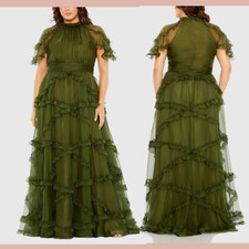 NWT MAC DUGGAL [ 20W ] 68424 High Neck Ruffle Tiered Flutter Sleeve Gown J1181