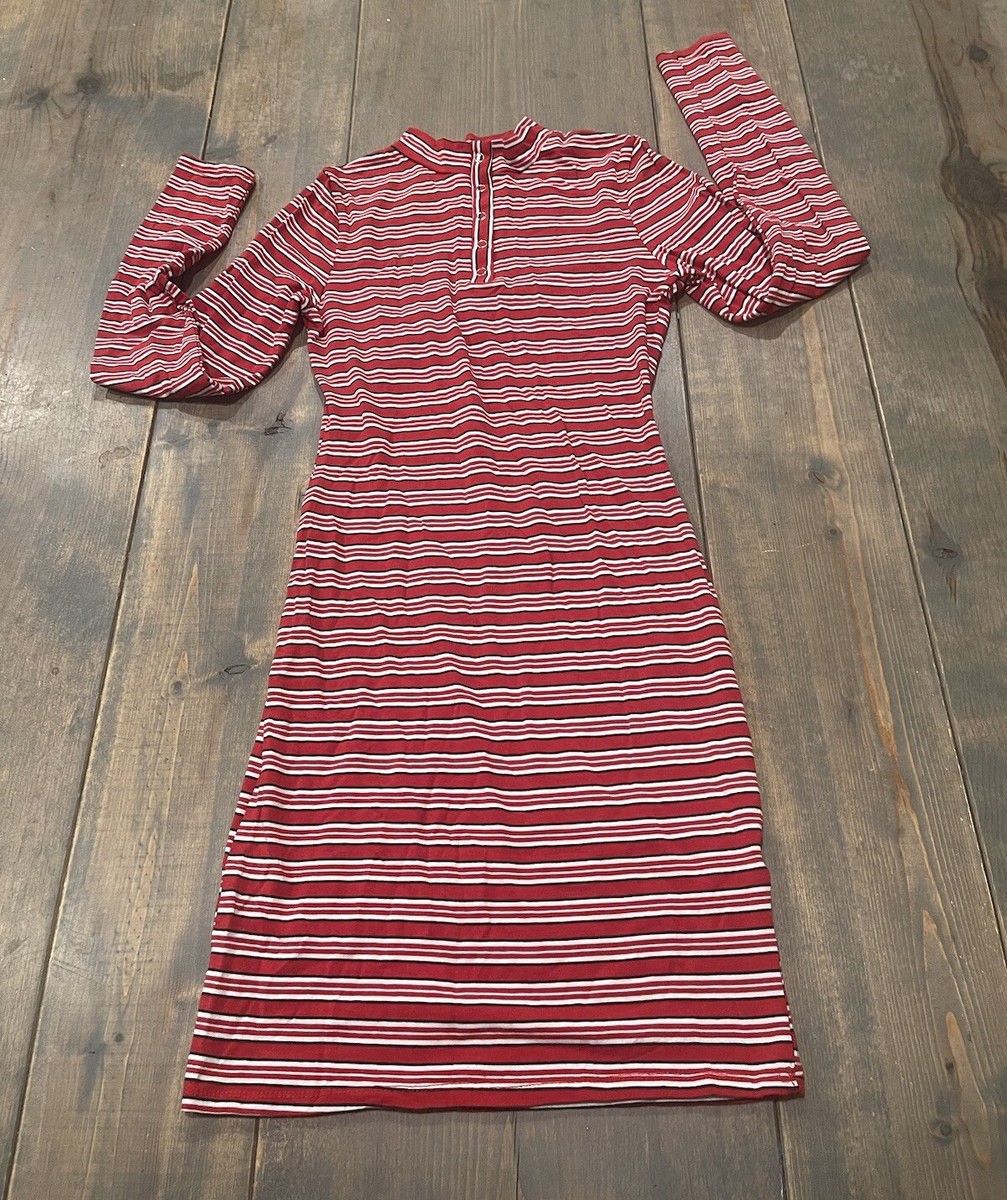 heart and hips bodycon dress & Women’s Juniors Long Sleeve Red Stripped Sheath Sz: S Size:52 X-Long