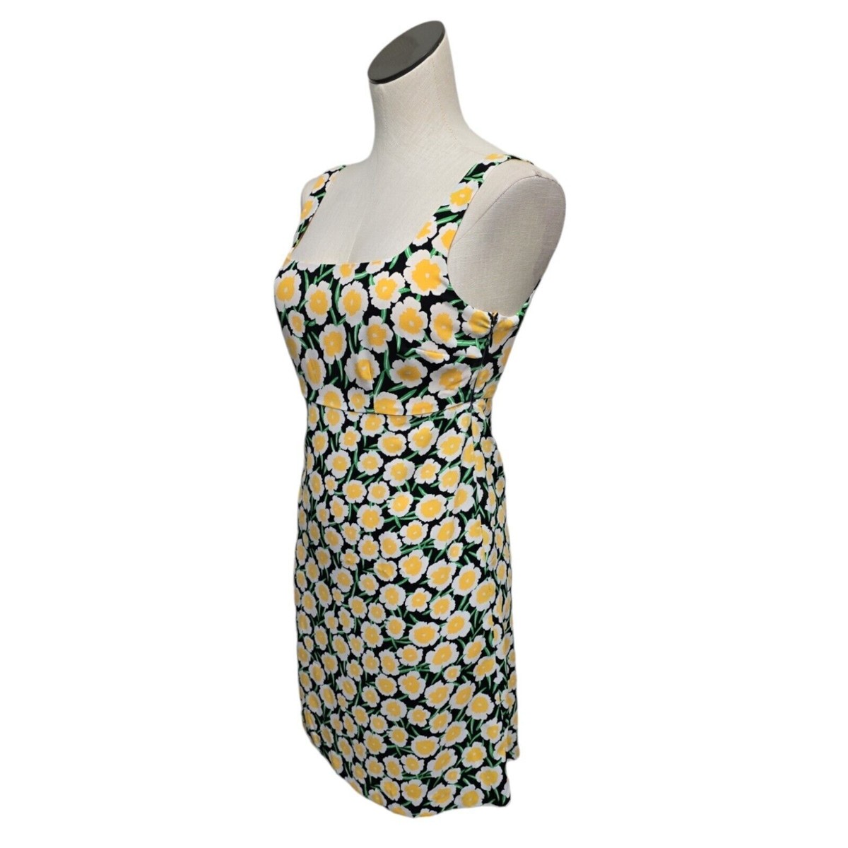 Diane Von Furstenberg Size 2 Yellow & Black Poppy Floral