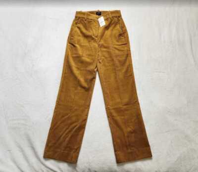 New women's 00P J Crew Factory 9'' petite Wide-Leg corduroy pant Golden Brandy