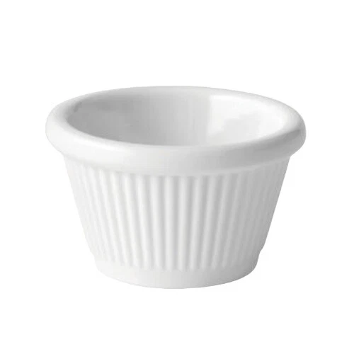 12x 1oz Ramekin, Melamine Fluted White Relish, Dip Dish