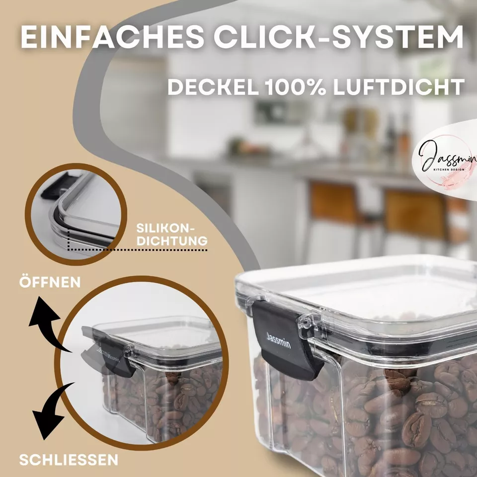 Vorratsdosen, Vorratsdosen-Set, Aufbewahrungsbox-Küche, Vorratsbehälter, Gläse - Bild 4 von 4