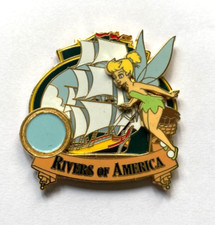 Disney Pin Badge Piece of Disney History 2 Rivers of America Dock Tinker Bell