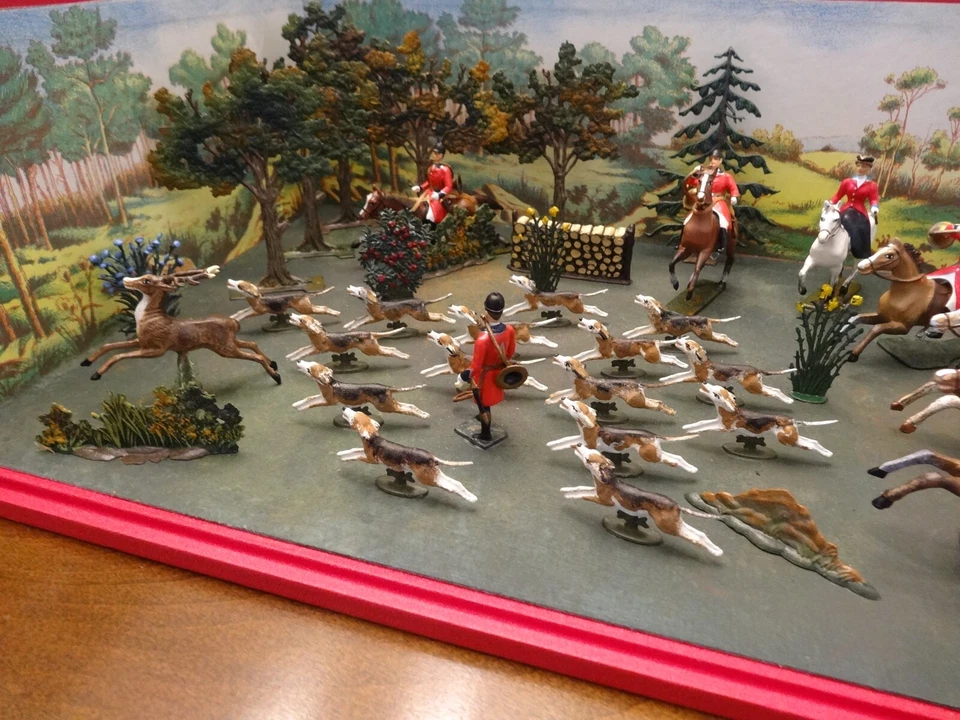 Diorama Mignot Stag Hunt No. 710.  Espectacular acción y color.  Como nuevo. 1985.  Gus Foto 4 de 4