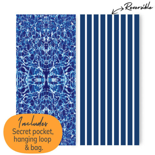 Beach Towel | Recycled Microfibre, Sand Free | Classic Stripe Navy Design - Picture 1 of 7